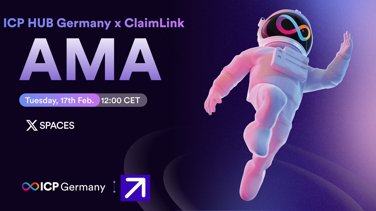 Join Our Exclusive AMA with <a href="/icphub_DE/">ICP HUB Germany - DeArk</a> 🥳

📅 Date: 17th Feb // Time: 12:00 CET
📍x.com/i/spaces/1rmxP…

Got questions? Drop them below and tune in for a deep dive into the future of frictionless digital asset distribution! Join us this Friday 🔥

#ICP #ClaimLink #CryptoAMA