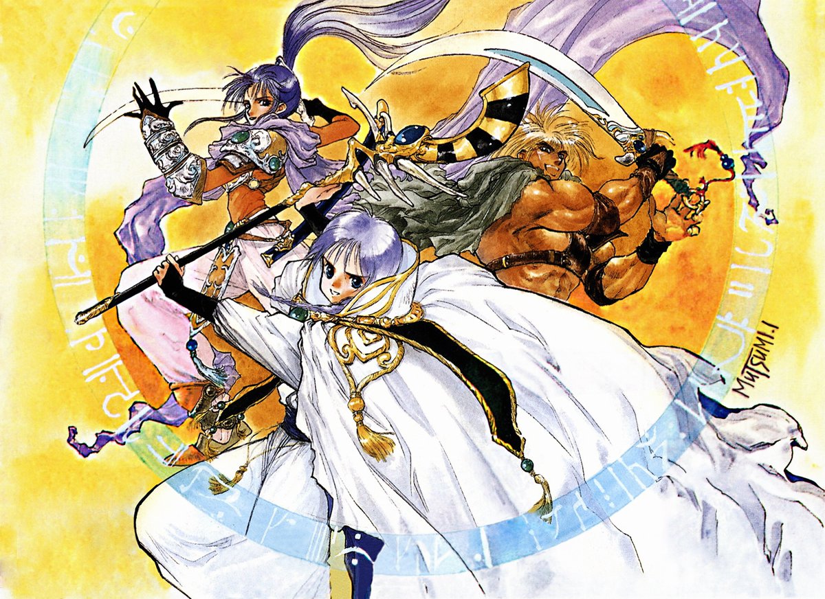 peachflavor3d's tweet photo. My attempt to restore the artwork of #SurgingAura by Inomata Mutsumi used on the cover of the Japanese #Sega #MegaDrive release. Used different sources to fill missing bits, removing text/logo, and applying the usual upscale/clean/retouch combo with few liberties where needed. https://t.co/kcvVTwM9ov