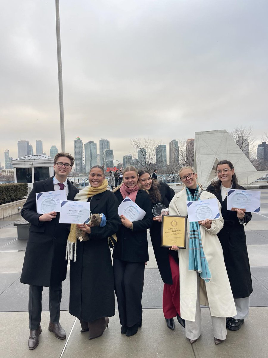 Bond University (@bonduniversity) on Twitter photo Our Bond WIMUN delegation has achieved incredible results! Sienna, Tehgan, Zoe, Kenina, and Ella earned Diplomacy Awards, while Saxon received a Position Paper Award and spoke at the UN General Assembly. Bond was also named Best Small University Delegation for the fifth time! Our Bond WIMUN delegation has achieved incredible results! Sienna, Tehgan, Zoe, Kenina, and Ella earned Diplomacy Awards, while Saxon received a Position Paper Award and spoke at the UN General Assembly. Bond was also named Best Small University Delegation for the fifth time!
