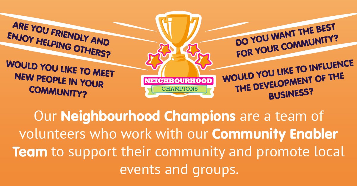 Becoming a Neighbourhood Champion 🏆 is a great opportunity to meet new people in your community who are passionate about improving the area in which they live 🏠

Please find out how you can become a champion on our website: homesinsedgemoor.org/your-home/get-… #GoTeamHiS #community #homes