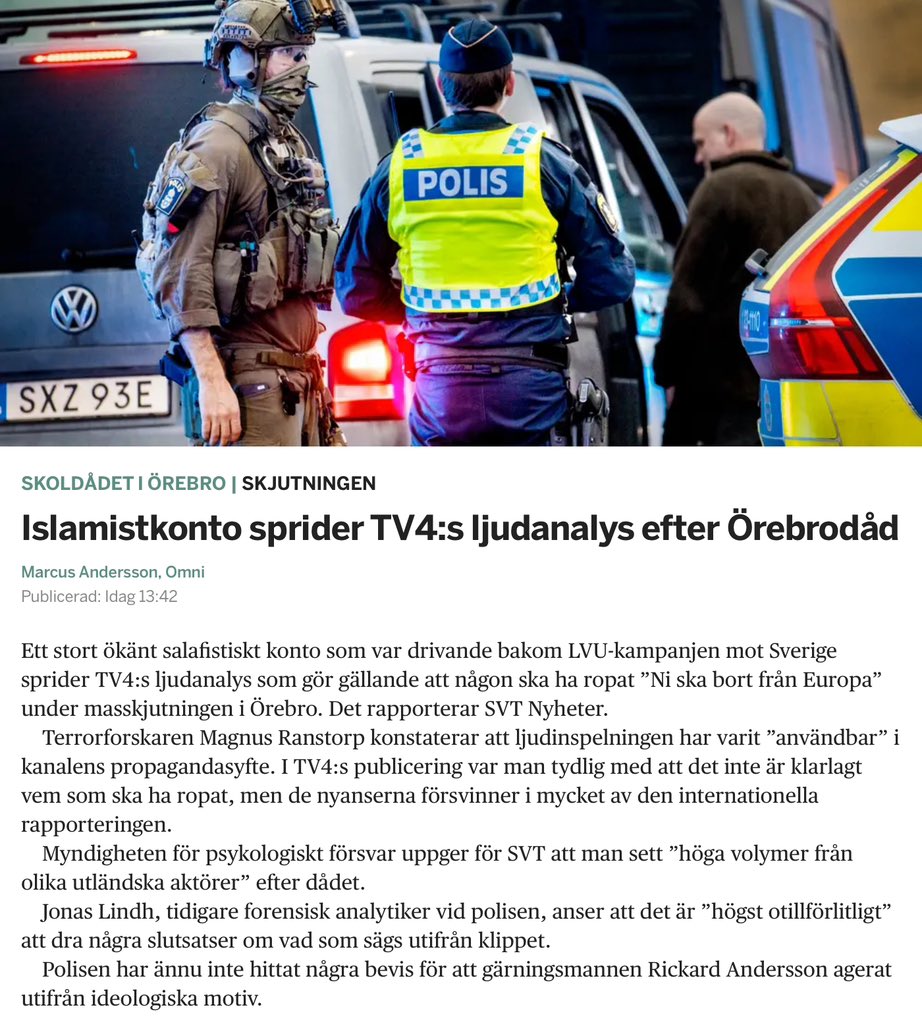 olakallqvist's tweet photo. Då tackar vi @Nyheterna för en förhöjd hotbild mot Sverige baserat på hittepå. Att ni inte skäms. https://t.co/edZpZe8xG9
