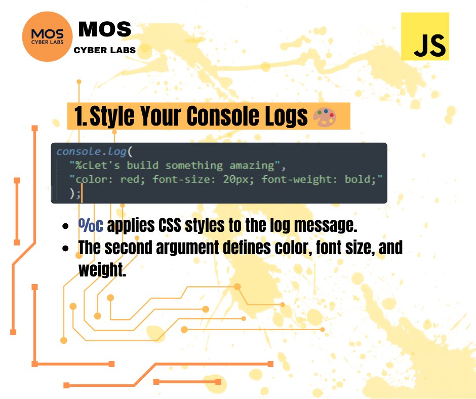 MOSCyberLabs's tweet photo. Debug Like a Pro in JS 📷
#JavaScript #WebDevelopment #CodingTips #Frontend #JSFun #moscyberlabs

@MOSCyberLabs https://t.co/PMeoqmSzK0