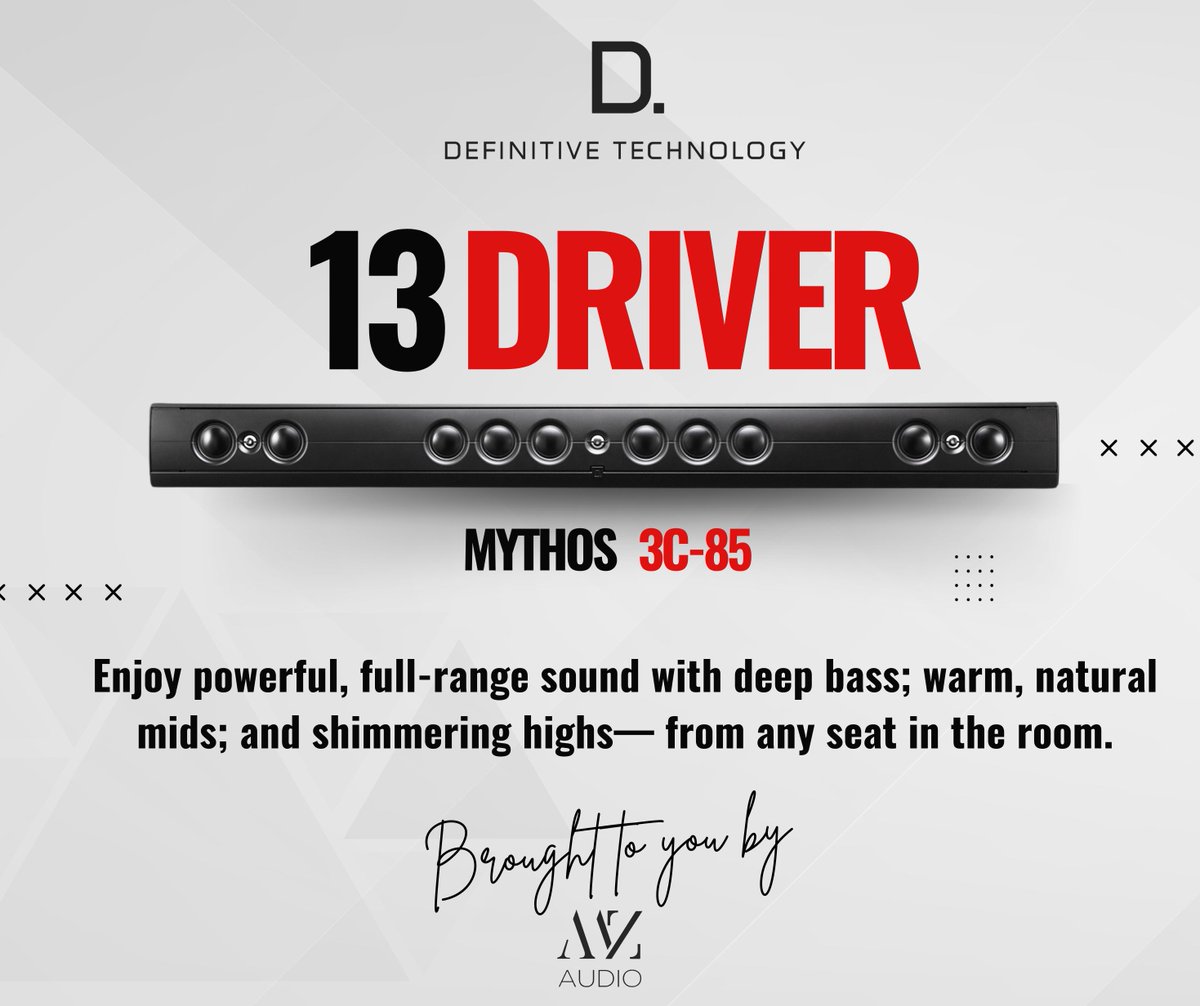 MIndia50148's tweet photo. 🔥Unleash powerful, full-range sound like never before! The Definitive Technology Mythos 3C-85 packs 13 drivers for deep bass 🎶, warm mids 🎵, & crystal-clear highs✨—perfect from any seat in the room! 🎧🔊
#MZAUDIO #DefinitiveTechnology #Mythos3C85 #PowerfulSound #Audiophile https://t.co/V4ldJakUpd