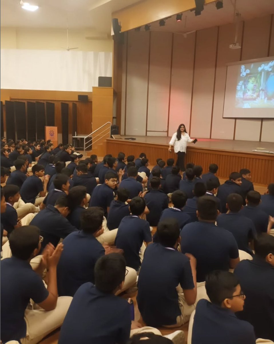 vardhiniamin's tweet photo. School sessions are the best—nothing beats the energy and curiosity of so many bright kids! Huge thanks to Gokuldham High, Vasant Vihar High, and Thane Police School for having me. @HachetteIndia 

#SchoolVisits #TheForestborns #AuthorLife #FantasyBooks #MiddleGrade #YAFantasy https://t.co/mqi4RzYRsp
