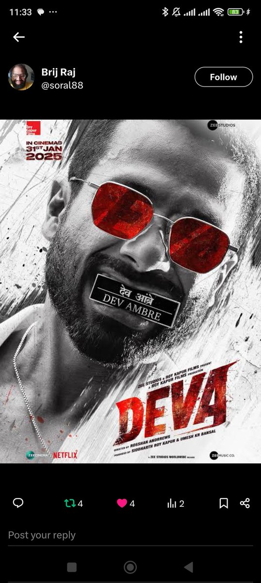 BrijSoral88's tweet photo. Watching #devatrailer #devareview #DevaMovie #ShahidKapoor #IMAX #INOX #PVR https://t.co/4OTDeu8qpK