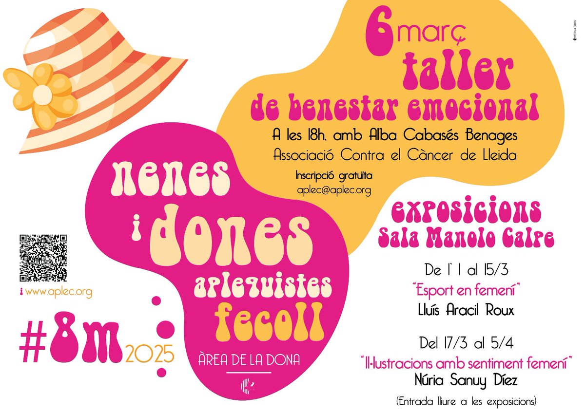 “Taller i exposicions per celebrar el #8M2025 a la Fecoll”

🐌 #SomFecoll
👭 #NenesDonesAplequistes
L'Àrea de la Dona organitza un programa d'activitats durant el mes de març per commemorar el Dia internacional de les Dones.
+info aplec.org/ca/associacio/…