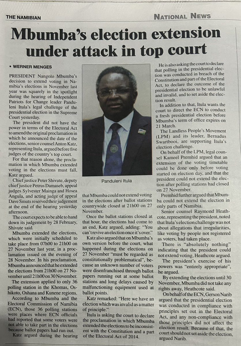 As the IPC we stand firm in challenging this unconstitutional extension. Once the ballot boxes close, the election is over no reviving it after the fact! We demand electoral integrity and fairness for all Namibians.

#Namibia #IPC