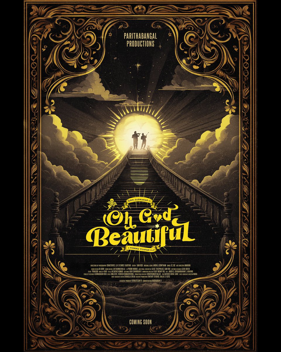 sid_editor (@editorsiddhu) on Twitter photo Presenting the title look of #OhGodBeautiful ❤️ #OGB
Title teaser ▶️ youtu.be/mllwRjIPBw8
#vishnuvijayan
@Paridhabangal <a href="/AravindhrajaG/">Gopi Aravindhraja</a>
@Actor__Sudhakar <a href="/DirVishnuvj/">Vishnu Vijayan</a>
<a href="/DOPshakthivel/">Shakthi Vel</a> #Shreekarthik
<a href="/SamRdx6/">Sam Rdx</a> #ArunGowtham
<a href="/vijayinfantart/">Vijay Infant Raj</a>
<a href="/KannadasanDKD/">Kannadasan DKD</a> <a href="/teamaimpr/">Team AIM</a> Presenting the title look of #OhGodBeautiful ❤️ #OGB
Title teaser ▶️ youtu.be/mllwRjIPBw8
#vishnuvijayan
@Paridhabangal <a href="/AravindhrajaG/">Gopi Aravindhraja</a>
@Actor__Sudhakar <a href="/DirVishnuvj/">Vishnu Vijayan</a>
<a href="/DOPshakthivel/">Shakthi Vel</a> #Shreekarthik
<a href="/SamRdx6/">Sam Rdx</a> #ArunGowtham
<a href="/vijayinfantart/">Vijay Infant Raj</a>
<a href="/KannadasanDKD/">Kannadasan DKD</a> <a href="/teamaimpr/">Team AIM</a>