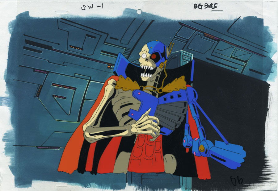 RetrovaniaLand's tweet image. Animation cel from Landmark Entertainment Group's 1993 cartoon series #SkeletonWarriors, which aired on CBS. Featuring the villainous Dr. Cyborn, against a hand painted background. 📺⚔️💀💥 #90scartoon #nostalgia #90skids #animation