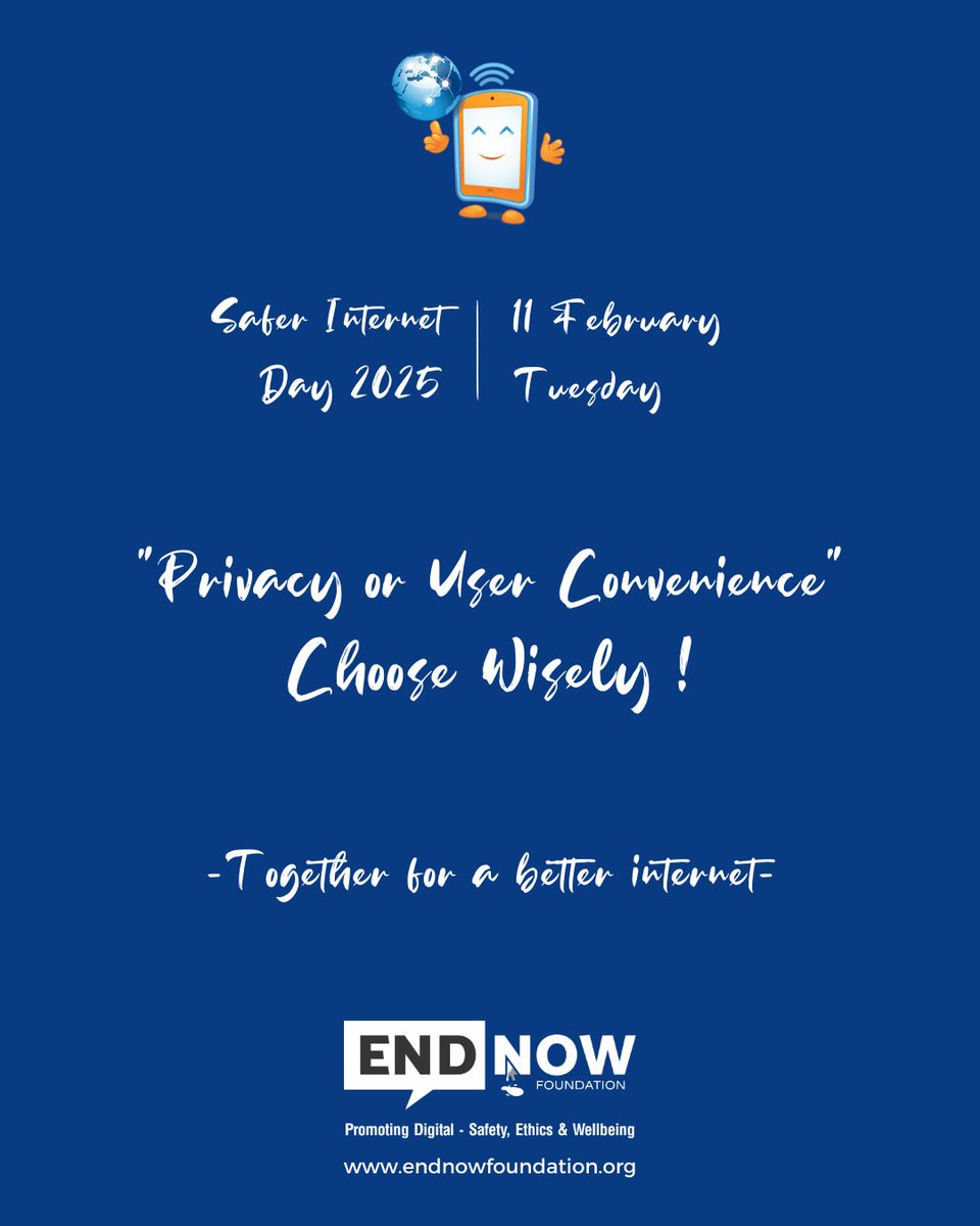 End Now Foundation (@endnowcyber) on Twitter photo Safer Internet Day - Every Click, Every Permission Granted, Shapes Our Digital Footprint !
#SaferInternetDay #TogetherForABetterInternet <a href="/AnilRachumalla/">Anil Rachamalla</a> <a href="/OffDSB/">Sridhar Babu Duddilla</a> <a href="/SajjanarVC/">V.C. Sajjanar, IPS</a> <a href="/KTRBRS/">KTR</a> <a href="/MaheshBhagwat95/">Mahesh Bhagwat IPS</a> <a href="/Shikhagoel_IPS/">Shikha Goel, IPS</a> <a href="/jyothsna_tdp/">JYOTHSNA TIRUNAGARI</a> <a href="/naralokesh/">Lokesh Nara</a> Safer Internet Day - Every Click, Every Permission Granted, Shapes Our Digital Footprint !
#SaferInternetDay #TogetherForABetterInternet <a href="/AnilRachumalla/">Anil Rachamalla</a> <a href="/OffDSB/">Sridhar Babu Duddilla</a> <a href="/SajjanarVC/">V.C. Sajjanar, IPS</a> <a href="/KTRBRS/">KTR</a> <a href="/MaheshBhagwat95/">Mahesh Bhagwat IPS</a> <a href="/Shikhagoel_IPS/">Shikha Goel, IPS</a> <a href="/jyothsna_tdp/">JYOTHSNA TIRUNAGARI</a> <a href="/naralokesh/">Lokesh Nara</a>