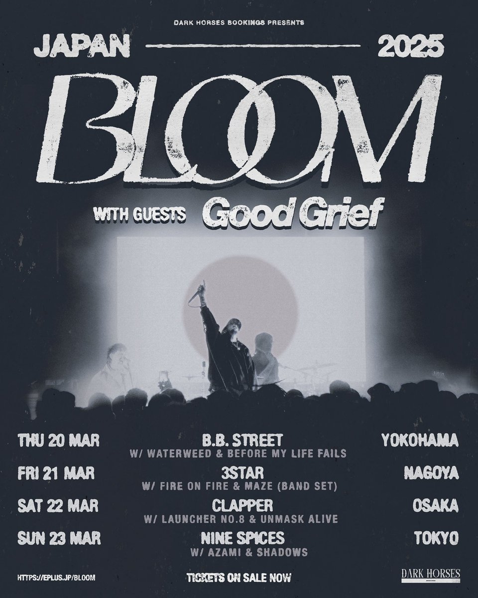 Local supports for next months Japan headline shows announced!🌻

————————————————

各地国内サポートが決定🌼

3月20日(木) 神奈川-横浜B.B.STREET
3月21日(金) 愛知-名古屋CLUB 3STAR
3月22日(土) 大阪-心斎橋CLAPPER
3月23日(日) 東京-新宿NINE SPICES

eplus.jp/bloom/