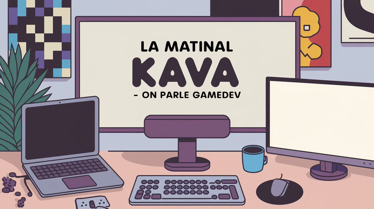 kavaliero's tweet photo. En gros ce que j'imagine :
Lundi et Vendredi matin de 9h a 10h, je présente "La matinal kava - on parle gamedev"

L'idée ici et de vous montrez sur quoi je boss en ce moment, ça serait surtout de la discussion et du code.

Follow si ça vous intéresse
https://t.co/ESMYdSn38v https://t.co/J3RQkr1DZg