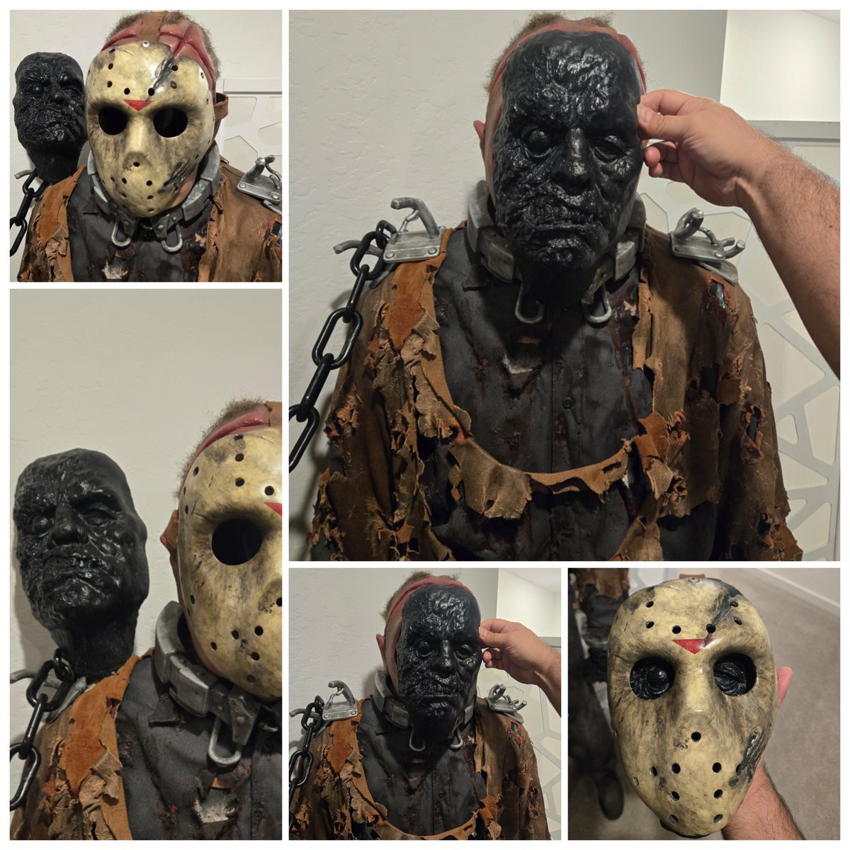 rubenvoorhees1's tweet image. Xcited to add this casting of the makeup from #jasonx #kanehodder
surprised to see how detailed it is  and how well it goes with my #costume #cosplay 
now to properly display it with more of my jason x items in new space