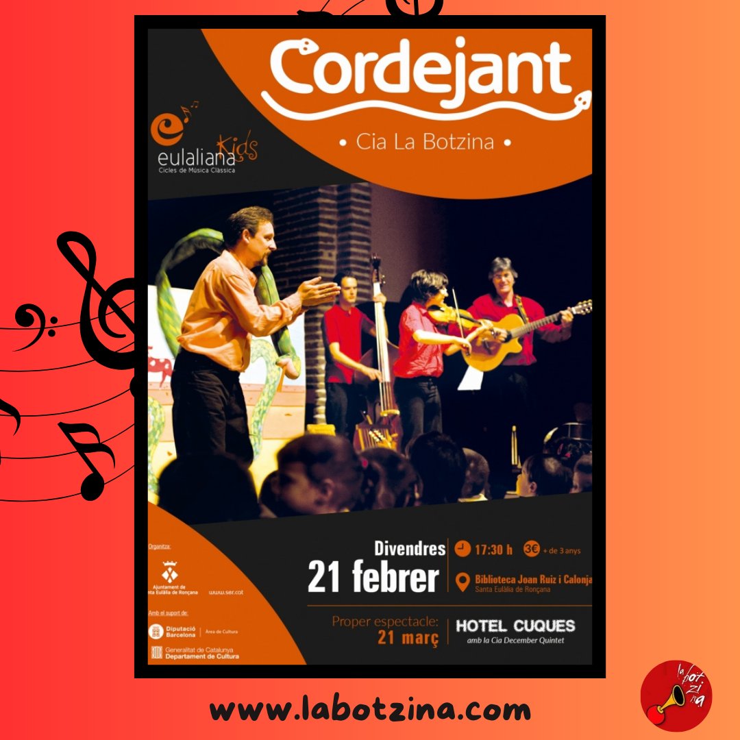 Concert de proximitat ben aviat!!!
Un munt d'instruments de corda i una serp molt especial, música en directe per gaudir en família!!!
Estarem a @bibliotecastaeulalia
Organitza  <a href="/ajsantaeulalia/">Ajuntament de Santa Eulàlia de Ronçana</a> 
#SantaEulàliadeRonçana