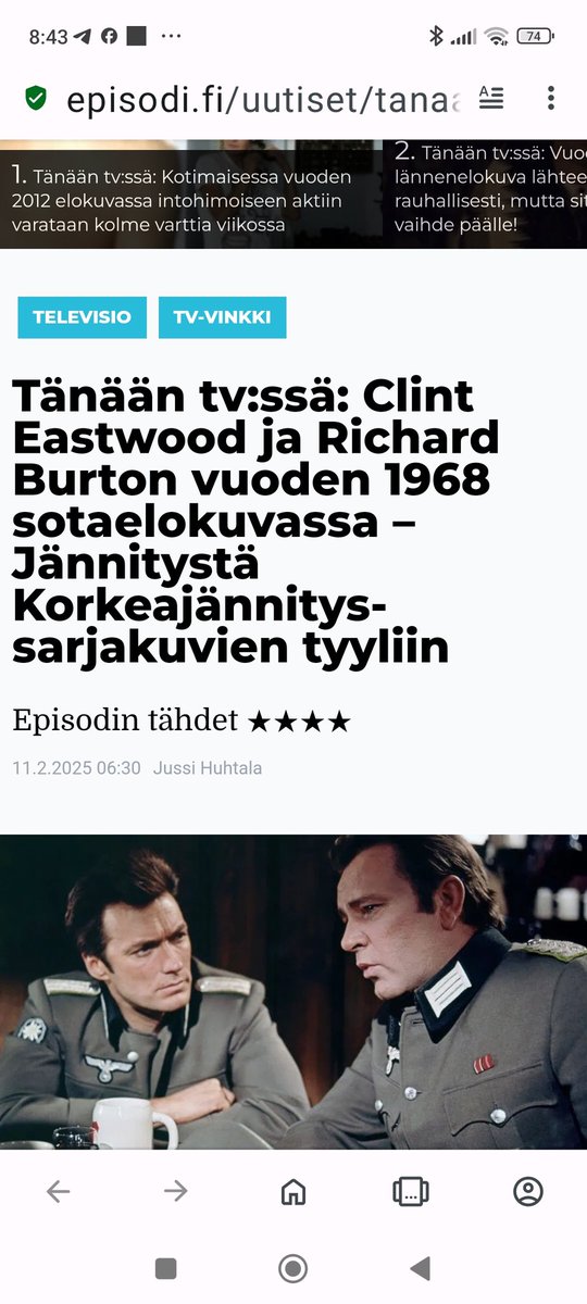 Viimeinkin. Tänään telkkarissa 'Kotkat kuuntelevat'. Sub-tv 21.00.