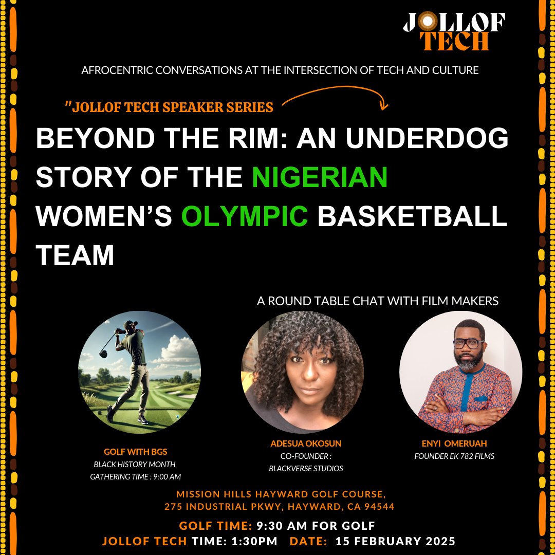 We all remember the epic run of Nigeria's female basketball team at the last Olympics in Paris! 🏀 🎉

Join us in person this Saturday for a round table conversation with Adesua Okosun and Enyi Omeruah as they share more details about their upcoming behind-the-scenes documentary