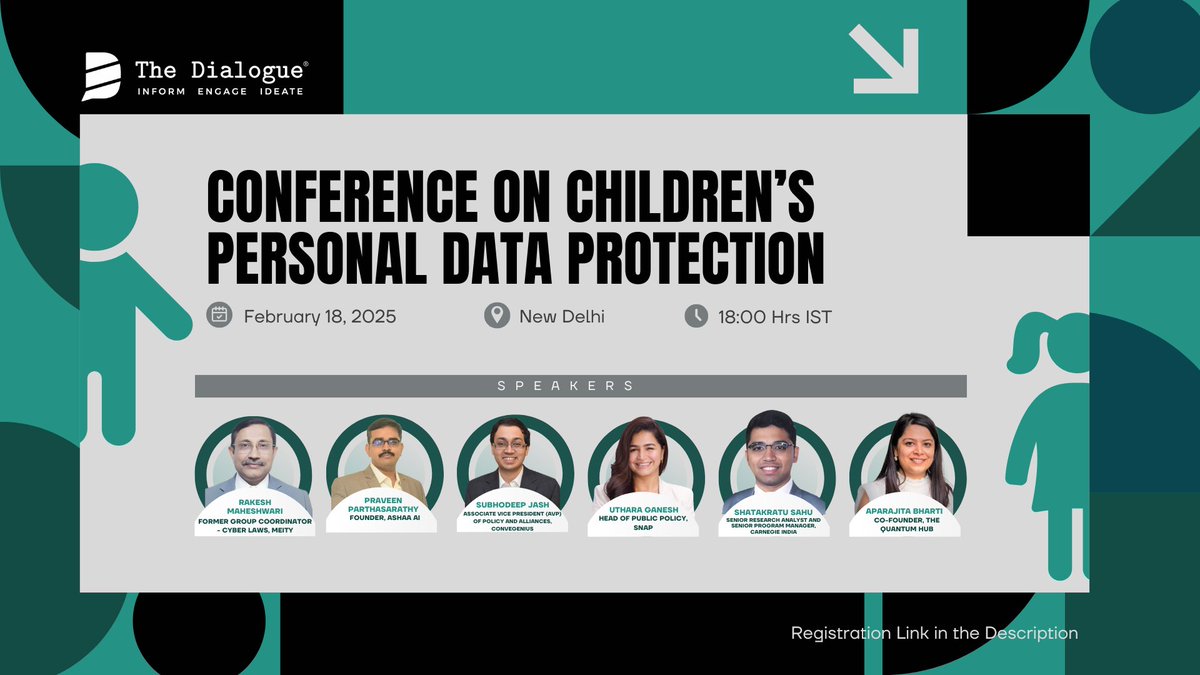 🚨#𝗘𝘃𝗲𝗻𝘁𝗔𝗹𝗲𝗿𝘁 | 𝗖𝗼𝗻𝗳𝗲𝗿𝗲𝗻𝗰𝗲 𝗼𝗻 𝗖𝗵𝗶𝗹𝗱𝗿𝗲𝗻’𝘀 𝗣𝗲𝗿𝘀𝗼𝗻𝗮𝗹 𝗗𝗮𝘁𝗮 𝗣𝗿𝗼𝘁𝗲𝗰𝘁𝗶𝗼𝗻

Join us as we explore the new frontier in the digital privacy battle—children’s data. With the DPDP Rules 2025 now in effect, platforms are faced with complex