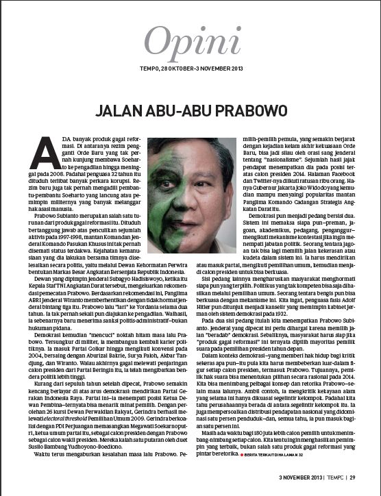 ariel_heryanto's tweet image. "Ada banyak produk gagal reformasi ... 

Prabowo Subianto merupakan salah satu turunan dari produk gagal reformasi itu. Dituduh bertanggung-jawab atas penculikan sejumlah aktivis 1997-1998, ... tak pernah disemati status terdakwa." 
(TEMPO 2013)