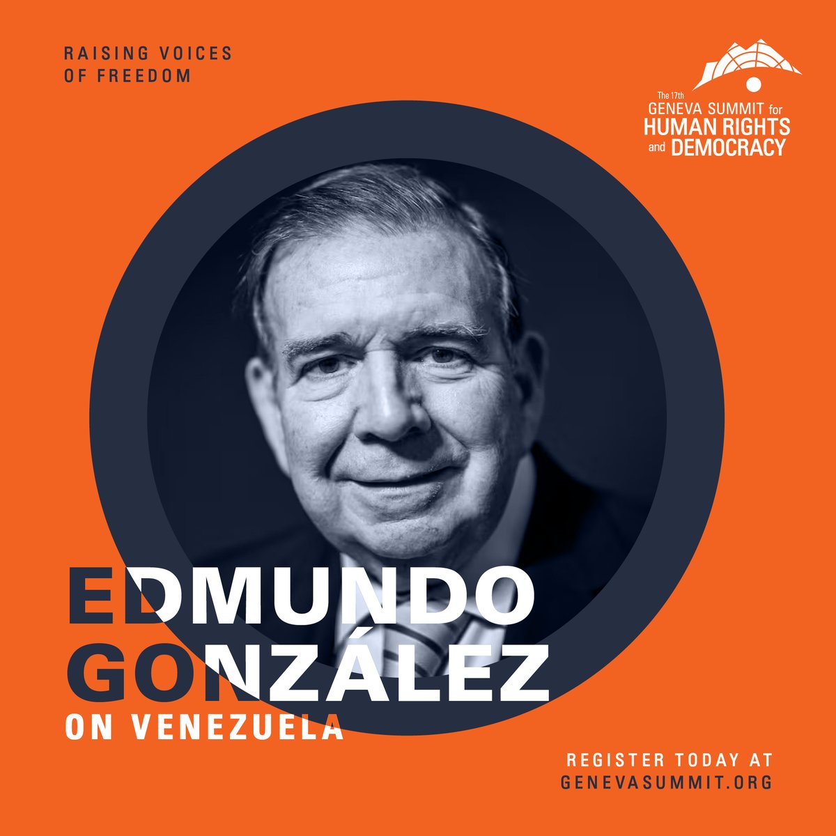 The Geneva Summit for Human Rights and Democracy (@genevasummit) on Twitter photo 🇻🇪 President-elect of Venezuela <a href="/EdmundoGU/">Edmundo González</a> will address #GenevaSummit2025.
He defeated Venezuela's dictator <a href="/NicolasMaduro/">Nicolás Maduro</a> in the 2024 election, but was forced into exile when Maduro refused to concede and issued a warrant for his arrest.
Register now: civicrm.unwatch.org/civicrm/event/… 🇻🇪 President-elect of Venezuela <a href="/EdmundoGU/">Edmundo González</a> will address #GenevaSummit2025.
He defeated Venezuela's dictator <a href="/NicolasMaduro/">Nicolás Maduro</a> in the 2024 election, but was forced into exile when Maduro refused to concede and issued a warrant for his arrest.
Register now: civicrm.unwatch.org/civicrm/event/…