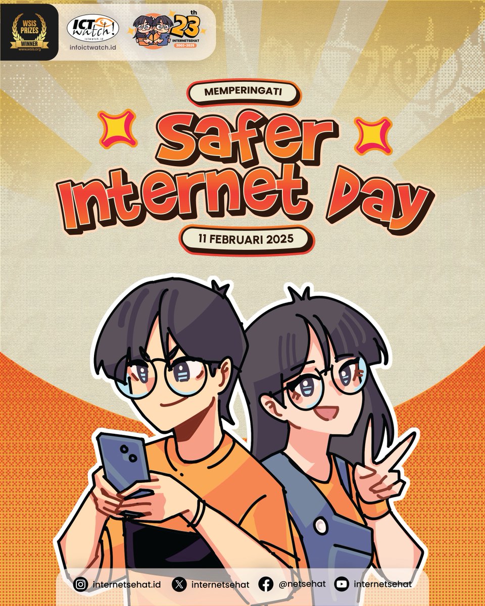 internetsehat's tweet image. 🔒✨ Hari ini #SaferInternetDay 2025, yuk bareng-bareng bikin dunia digital lebih aman: jaga data pribadi, waspada hoaks, dan sebarkan yang asyik bukan yang bikin orang terusik.
#internetsehat dimulai dari kita! 🌍💙 #digitalwellness #23tahuninternetsehat