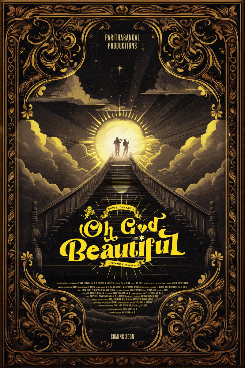 Kannadasan DKD (@kannadasandkd) on Twitter photo Presenting the title look of #OhGodBeautiful ❤️
Title teaser 📷 youtu.be/mllwRjIPBw8 #Paridhabangal #GopiSudhakar #vishnuvijayan
@Paridhabangal
<a href="/AravindhrajaG/">Gopi Aravindhraja</a>
@Actor__Sudhakar
<a href="/DirVishnuvj/">Vishnu Vijayan</a>
<a href="/DOPshakthivel/">Shakthi Vel</a>
#Shreekarthik
<a href="/SamRdx6/">Sam Rdx</a>
#JcJoe #ArunGowtham
<a href="/vijayinfantart/">Vijay Infant Raj</a>
<a href="/teamaimpr/">Team AIM</a> Presenting the title look of #OhGodBeautiful ❤️
Title teaser 📷 youtu.be/mllwRjIPBw8 #Paridhabangal #GopiSudhakar #vishnuvijayan
@Paridhabangal
<a href="/AravindhrajaG/">Gopi Aravindhraja</a>
@Actor__Sudhakar
<a href="/DirVishnuvj/">Vishnu Vijayan</a>
<a href="/DOPshakthivel/">Shakthi Vel</a>
#Shreekarthik
<a href="/SamRdx6/">Sam Rdx</a>
#JcJoe #ArunGowtham
<a href="/vijayinfantart/">Vijay Infant Raj</a>
<a href="/teamaimpr/">Team AIM</a>