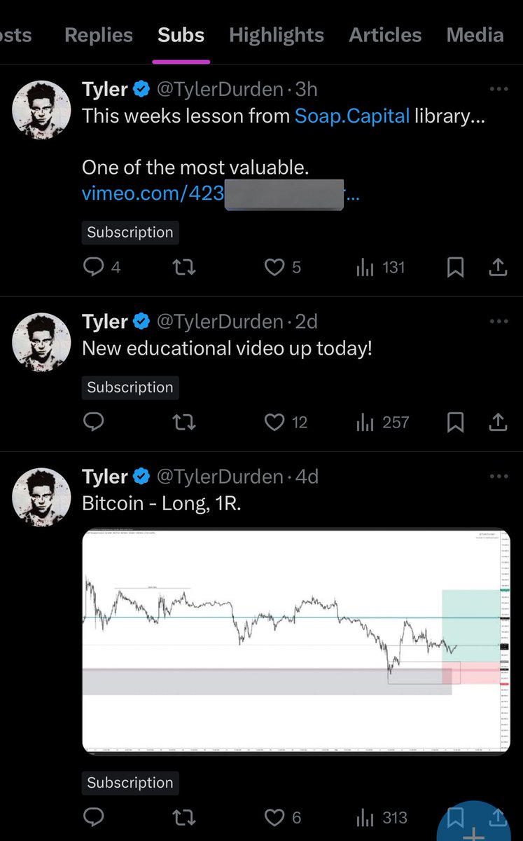 Uploading my entire Soap.Capital library to private Twitter feed.

1 a week. Including every trade I take.

🤝