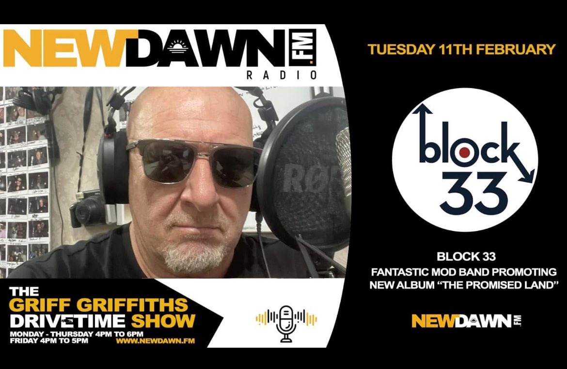 BLOCK 33 FANS 📣

Catch me (Dan) on the waves 📻 today between 4-6 on NewDawn FM with Griff Griffiths chatting about new album The Promised Land, our chart campaign &amp; 10 songs that inspired me to want to be in a band 🎸

Tune in via the link below 👇 

newdawn.fm