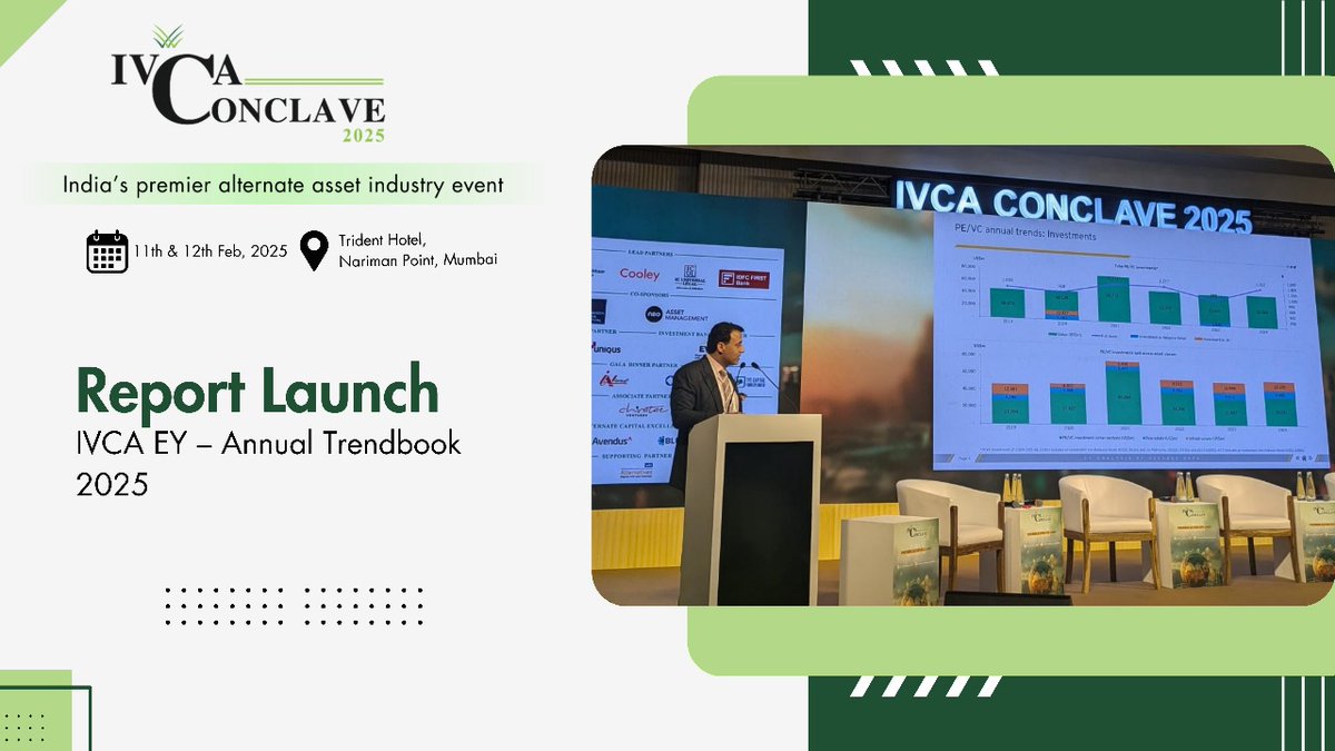 IndianVCA's tweet photo. Currently underway at #IVCAConclave2025!

@VivekSoni75, Partner and Private Equity Leader, @EY_India, launches the IVCA EY – Annual Trendbook 2025. https://t.co/0y4QUcTwTR