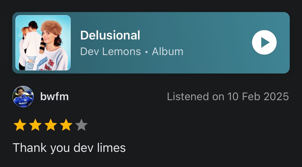 BWFMO's tweet photo. Review of Delusional by @dev_lemons https://t.co/Yk4PNdVkAU