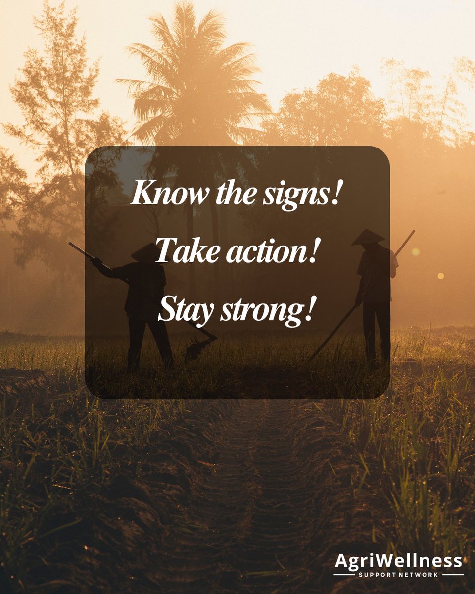 AgriWellnessnet's tweet photo. ⚠️ Common Signs of Burnout:

🔴 Always feeling drained—no matter how much you rest
🔴 Losing motivation or interest in farm work
🔴 Mood swings, frustration, or sadness
🔴 Feeling overwhelmed by financial or workload pressure. 

#FarmLife #MentalWellBeing #StressOnTheFarm https://t.co/9ldZpFggKk