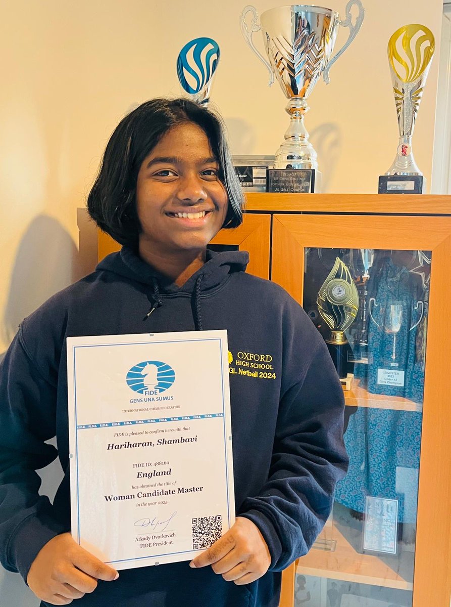 It's official, well done Shambavi! <a href="/ecfchess/">English Chess Federation (ECF)</a> <a href="/Oxford4NCL/">Oxford 4NCL</a>