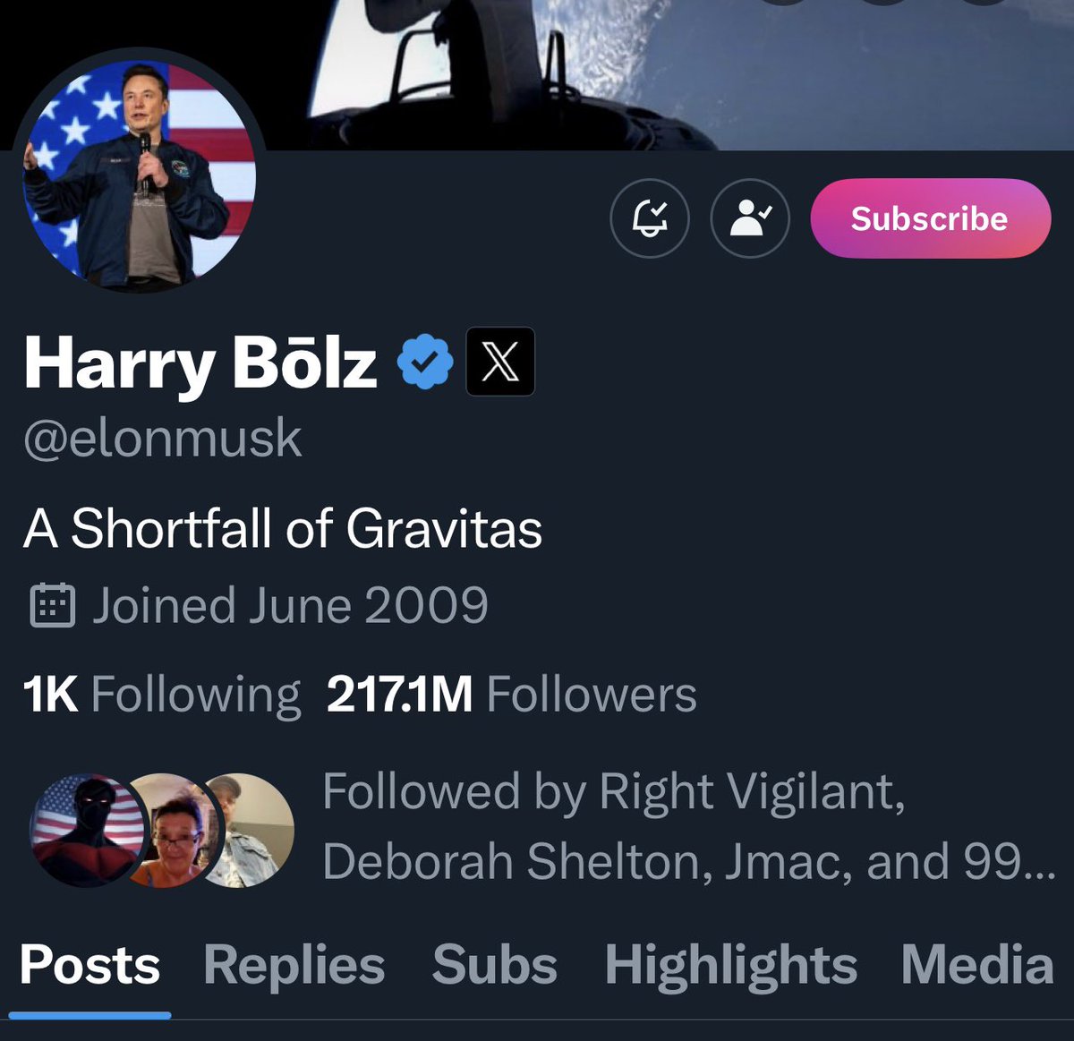 JWe9378's tweet photo. 🚨 Elon musk is now called 
Harry Bolz. 🚨. That is all. https://t.co/ZeeMCuK4bM