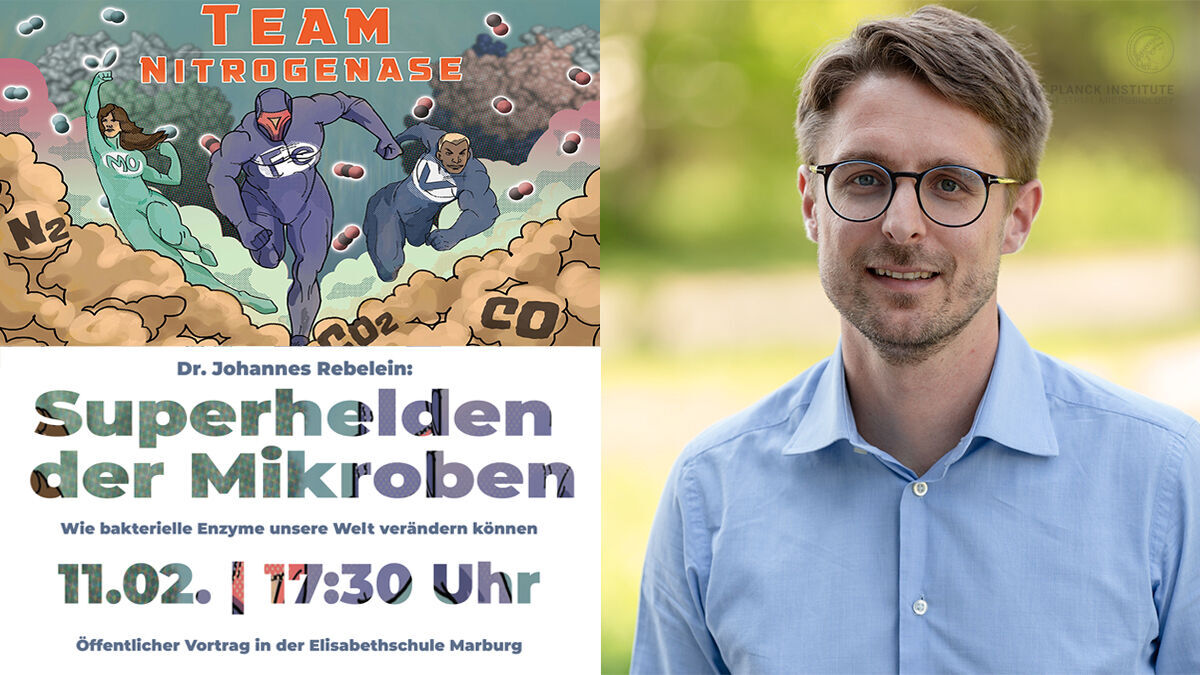 Wie forscht man mit winzigen Teamplayern 🦠🧬  für neue Technologien?  -  Das könnt Ihr 𝗵𝗲𝘂𝘁𝗲 𝗮𝗯𝗲𝗻𝗱 Johannes Rebelein fragen!  #MicrobesforFuture um 17:30 in der Elisabethschule #Marburg