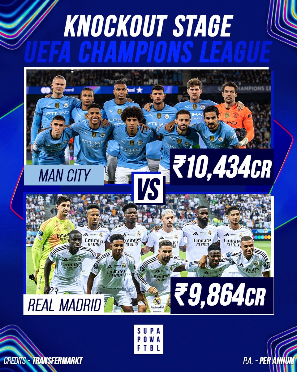 SuperpowerFb's tweet photo. A clash of the 𝐆𝐚𝐥𝐚𝐜𝐭𝐢𝐜𝐨𝐬 💪

[ UEFA, UCL, Champions League, Real Madrid, Manchester City, RM, MCI ]

#UEFA #UCL #ChampionsLeague #RealMadrid #ManchesterCity #FootballNews #SquadValue https://t.co/l7jt9bpTUj