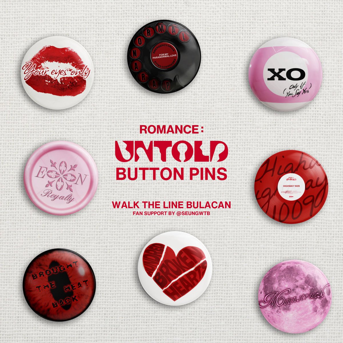 ⭑.ᐟ R:U button pins 🗝️
like &amp; rt 

walk the line in bulacan
• fan support by <a href="/seungwtb/">kred 🦌</a> 🦌
• limited qty only
• 2 random pins/ea

⏰ &amp;📍: tba

｡𖦹°‧ might open for trade