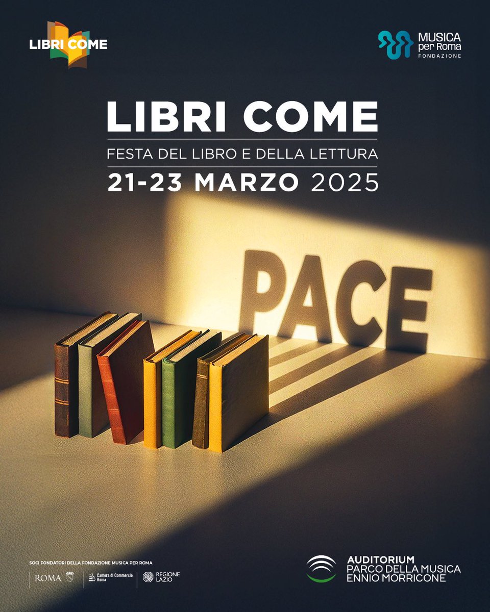 <a href="/libricome/">Libri Come</a> torna dal 21 al 23 marzo all’<a href="/AuditoriumPdM/">Auditorium PdM</a> con la parola Pace al centro. 
Con Ebadi, Nevo, Thrall, Mishra, Cusk, De Kerangal, Ghosh, Thanh Nguyen, Toibin, Enard, Timm, Kincaid, Khadra, Aydemir, al-Ajrami, Osman, Paiva e tanti altri 
#libricome #LC25 #libricomepace