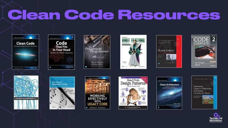 𝗖𝗹𝗲𝗮𝗻 𝗖𝗼𝗱𝗲 𝗥𝗲𝘀𝗼𝘂𝗿𝗰𝗲𝘀

Here are some resources to learn more about clean code and its concepts.

𝟭. 𝗕𝗼𝗼𝗸𝘀

🔹 "Clean Code: A Handbook of Agile Software Craftsmanship," Robert C. Martin, 2008. amzn.to/3uDhHNI and notes: github.com/JuanCrg90/Clea….
🔹
