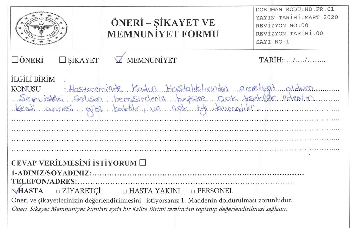 golhisardh's tweet photo. Hastanemizde tedavi gören hastalarımız, taburculuk sürecinde servislerimizdeki öneri ve memnuniyet kutularına bıraktıkları güzel geri bildirimlerle bizleri onurlandırmıştır. https://t.co/pkRNpbdHAC