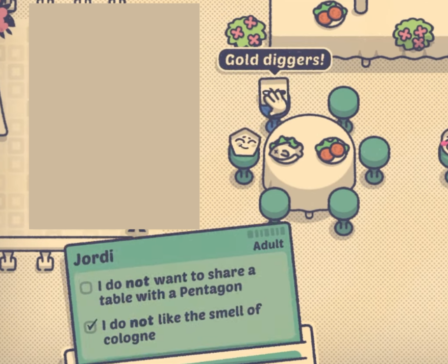 Hayden Scott-Baron ✨ (@docky) on Twitter photo I really love 'Is This Seat Taken' from <a href="/_wholesomegames/">Wholesome Games | Wholesome Direct June 7 12pm ET</a> where the characters are squares, triangles, etc.... but it feels gross that the devs included racist characters! They even have them shouting abuse.
How much are the levels going to lean into this? I really love 'Is This Seat Taken' from <a href="/_wholesomegames/">Wholesome Games | Wholesome Direct June 7 12pm ET</a> where the characters are squares, triangles, etc.... but it feels gross that the devs included racist characters! They even have them shouting abuse.
How much are the levels going to lean into this?