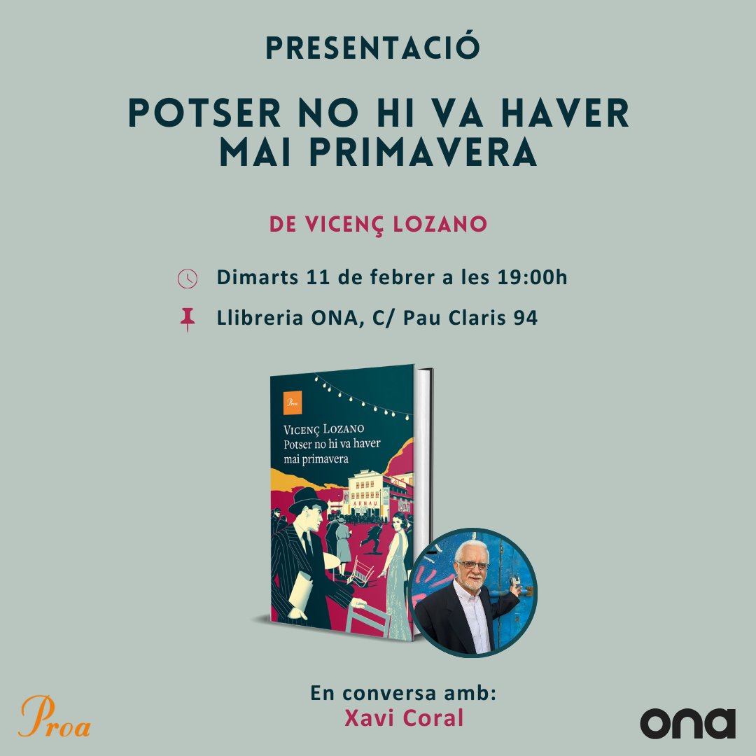Grup62's tweet photo. 📅📣 Avui, a l’agenda del dia:
📖@xavier_torrens, ‘Salvar Catalunya’, #Lleida
📖#JoanMaragall, ‘Prosa completa’, #Barcelona
📖@NuriaPradas, ‘Benvolguda senyora Christie’, #SantCugatDelVallès
📖@vicenslozano, ‘Potser no hi va haver mai primavera’, #Barcelona
No hi falteu! https://t.co/iWvgg75Xtb