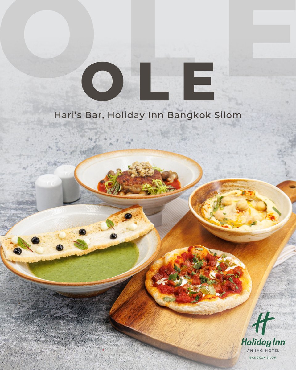 HI_Silom's tweet photo. Taste the flavours of Spain at Hari's Bar with our special OLE Promotion! Indulge in delightful highlights like

🍄 Albóndigas with Mushrooms
🍕 Chorizo Flatbread with Hummus
🥒 Cucumber Yoghurt Gazpacho

Learn more: https://t.co/rXTaqIy8rP

#holidayinnbangkoksilom #AnIHGHotel https://t.co/MtGAJvRwqX