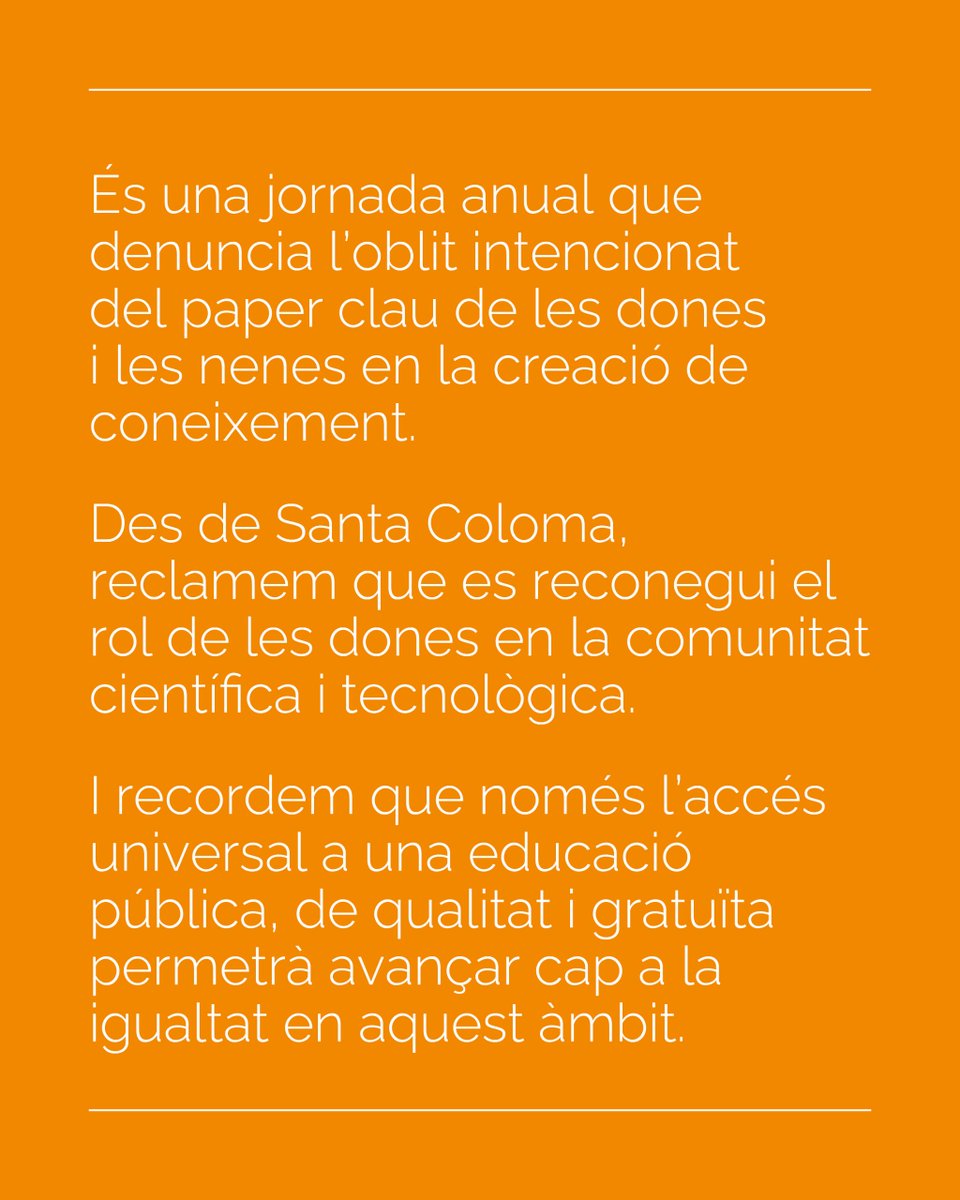 scgramenet's tweet photo. Des de Santa Coloma insistim en la necessitat de reivindicar i visibilitzar el paper de les dones en la ciència i, alhora, fomentar la investigació amb perspectiva de gènere https://t.co/GuHIN6fXH6