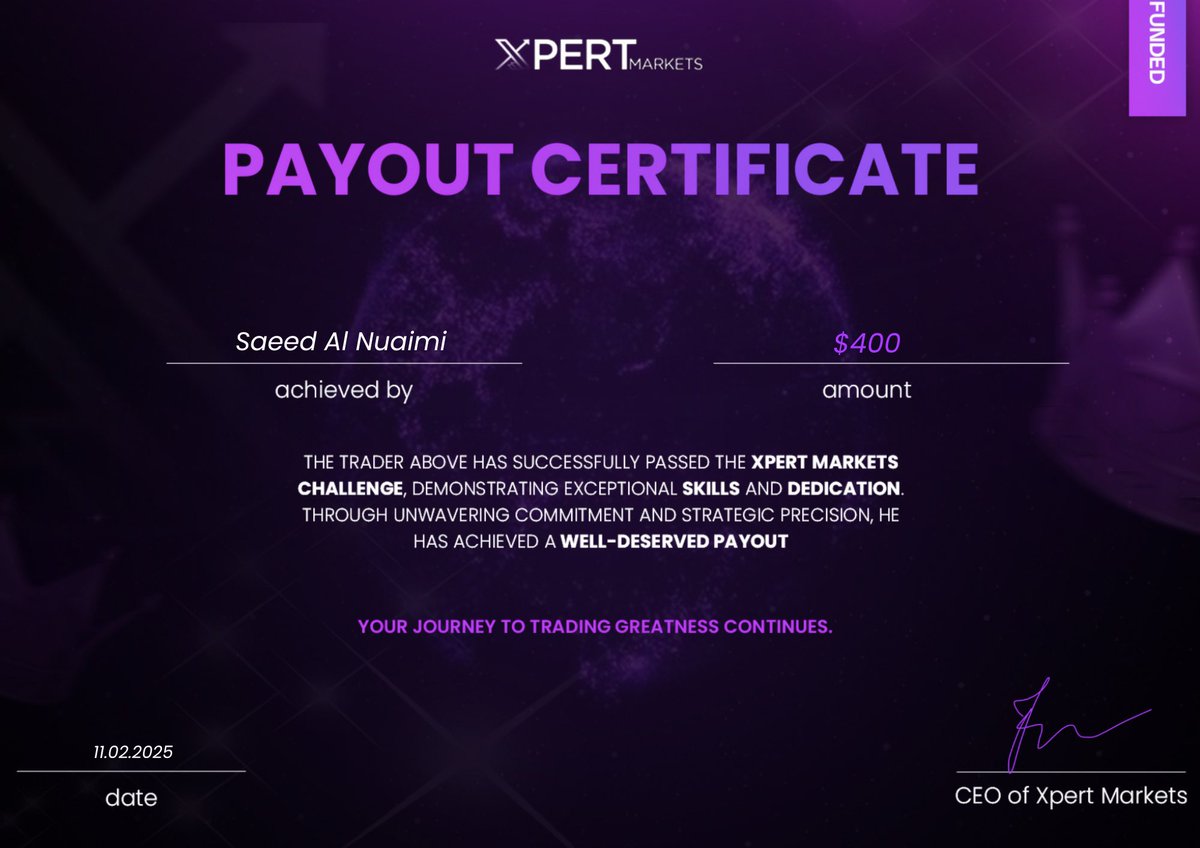 xpertmarkets's tweet photo. ☑️ Winning with XPERT MARKETS ! Congratulations to our incredible traders on their well-earned results. 

Your dedication is inspiring. 

Here’s to continued success! 🏆📉

#trading #tradinggoals #tradinginspiration #success #proptrading #xpertmarkets https://t.co/zrRzXLJgHG