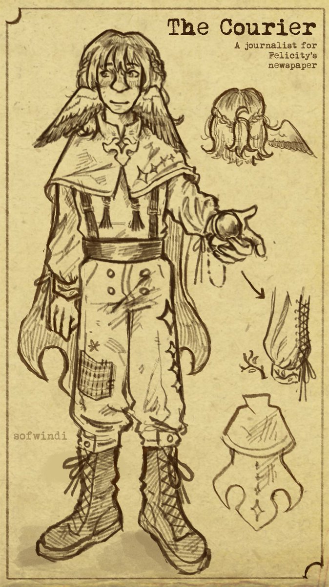 NOTsofwindi's tweet image. 📜🖋️ An avian well-versed in lore, The Courier is a journalist for the newspaper, known for providing a fresh, interesting perspective and outlook within every report. Loving to write for the people, the Courier has embraced the title of a messenger :-)