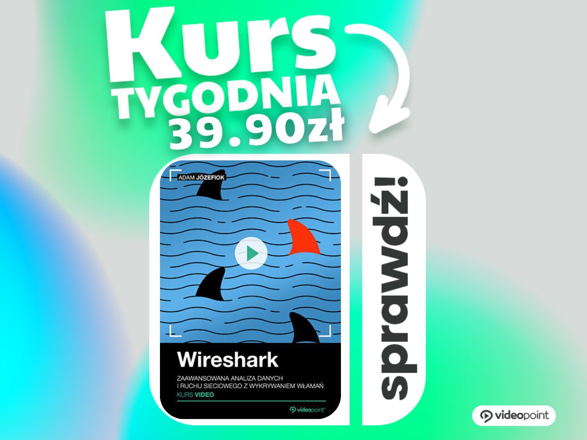 Dopadł nas mróz, dlatego chcemy rozgrzać Wasze serca bestsellerowym kursem online z narzędzia jakim jest Wireshark od nikogo innego jak Adam Józefiok! 😎

Z nim nie tylko ochronisz się przed mrozem, ale i próbom dostania się do Twojej sieci!

videopoint.pl/go-wireshark2_…