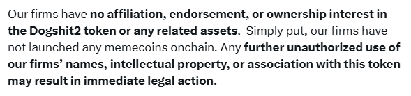 WAGBObear's tweet photo. Burwick Law released a statement claiming no affiliation to $DOGSHIT2. Here we can see in the only unbolded sentence that their main claim is that they haven't launched the coin onchain. Even given that, the humor and the meme ability of $DOGSHIT2 is that according to Exhibit C, they created the token listing on pump fun. Shouldn't they have had the foresight not to do this? On top of that, why did they choose such a memeable name? $DOGSHIT2 Dog Shit Going NoWhere? "Don't buy this coin." It would be hilarious if one of the most successful meme tokens was conceptually created by a law firm suing pump fun for creating meme coins. The ticker makes it even better. As Elon Musk says, "The most entertaining outcome, especially if ironic, is most likely"