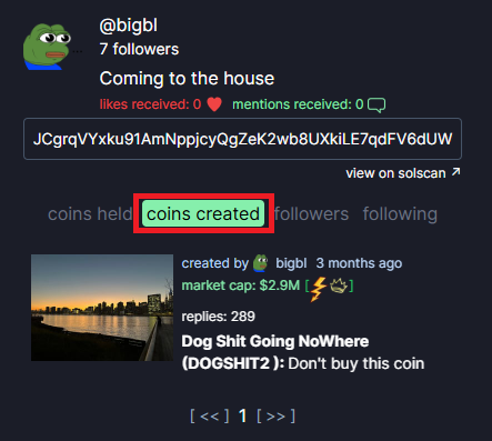 WAGBObear's tweet photo. The verbiage on the pump fun site shows bigbl (allegedly Burwick Law) as the Dev and creator of the token. They even show in their exhibit C that $DOGSHIT2 was listed by whoever created the tutorial. https://t.co/1KkzqS29fc