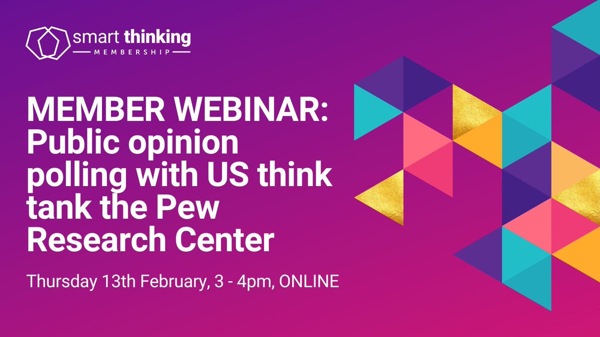 Smart Thinking (@smartthinktanks) on Twitter photo Very excited about our webinar with <a href="/pewmethods/">Pew Research Methods</a> this week! We will look at how they set their research agenda, their Trends Panel + some best practice in survey research. Also a great chance to hear from a US think tank!
If you're a member, sign up here: buff.ly/4hOO1Rc Very excited about our webinar with <a href="/pewmethods/">Pew Research Methods</a> this week! We will look at how they set their research agenda, their Trends Panel + some best practice in survey research. Also a great chance to hear from a US think tank!
If you're a member, sign up here: buff.ly/4hOO1Rc