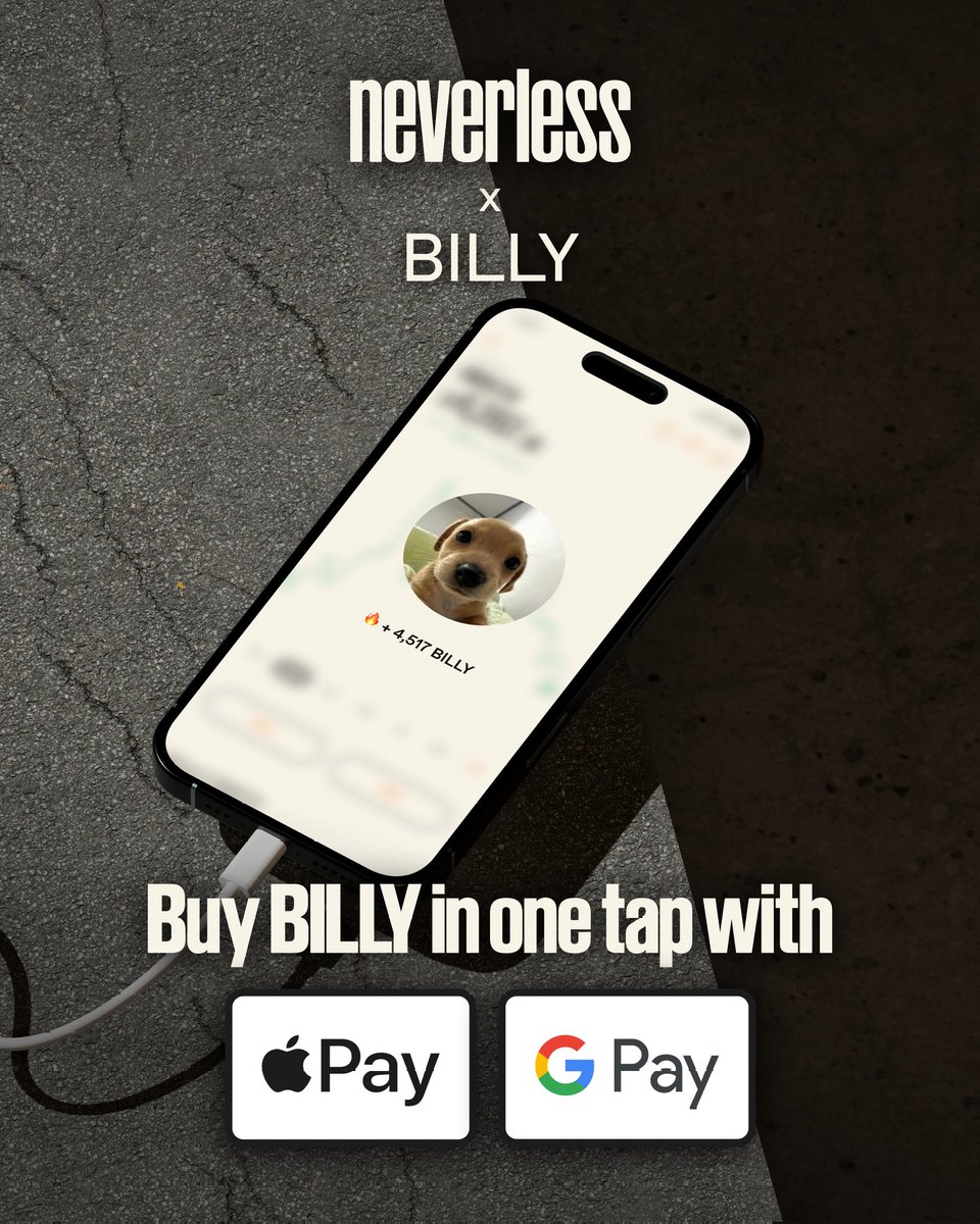 $BILLY is now LIVE on <a href="/neverlessapp/">Neverless</a> with seamless one-click access via Apple Pay &amp; Google Pay.

Want to get your paws on the cutest #solana memecoin?

Be sure to check it out!👇