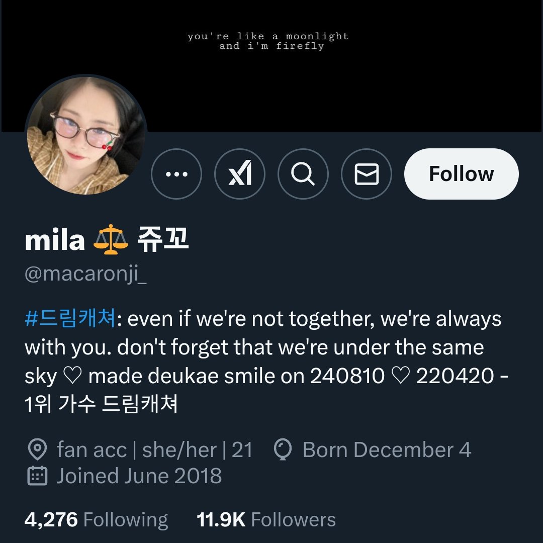 hi guys, this is mila (<a href="/macaronji_/">mila ⚖️ 쥬꼬</a>). so.. i've lost access to my original account. shortly, i was logged out and couldn't log in bc all my passwords were erased. however, i'm hoping to find you all again on this account to continue to support deukae tgt

#dreamcatcher #드림캐쳐